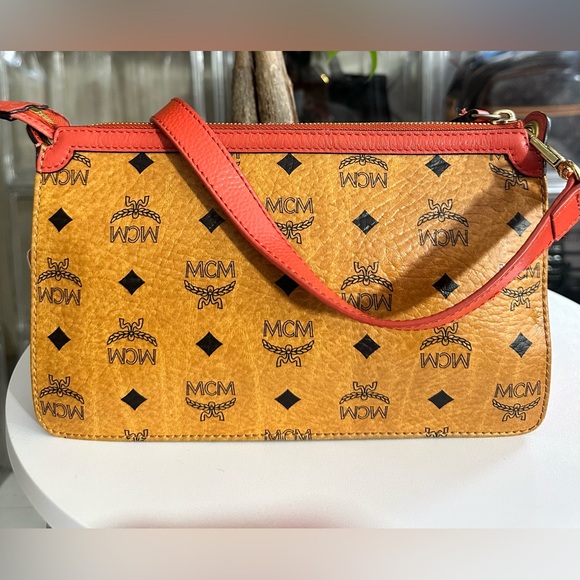 MCM Crossbody Bag in Orange with Red Trim - Picture 2 of 8